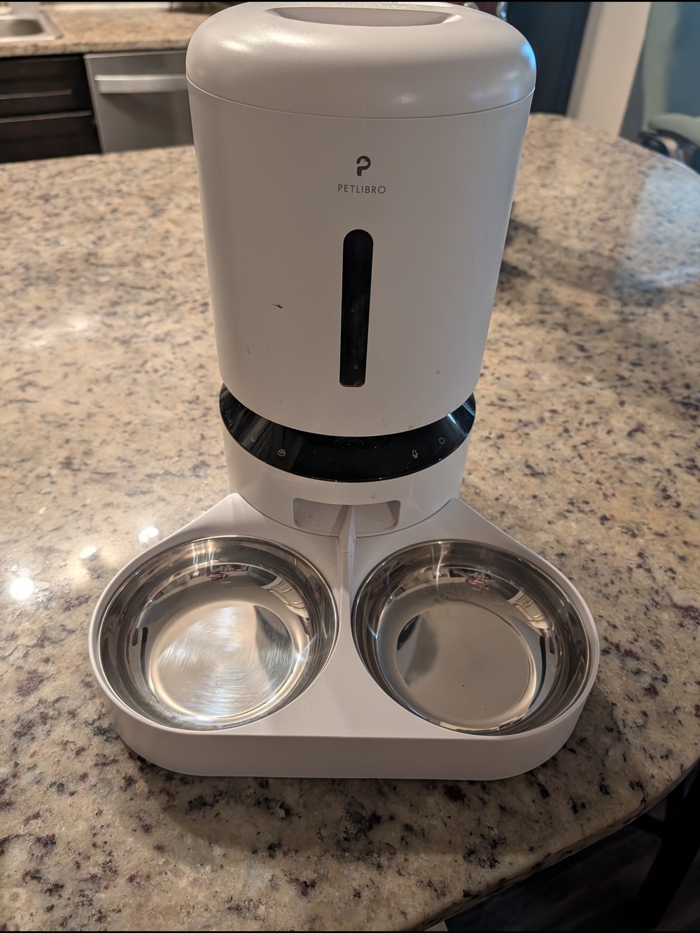 White Automatic Dual Cat Feeder with Stainless Bowls